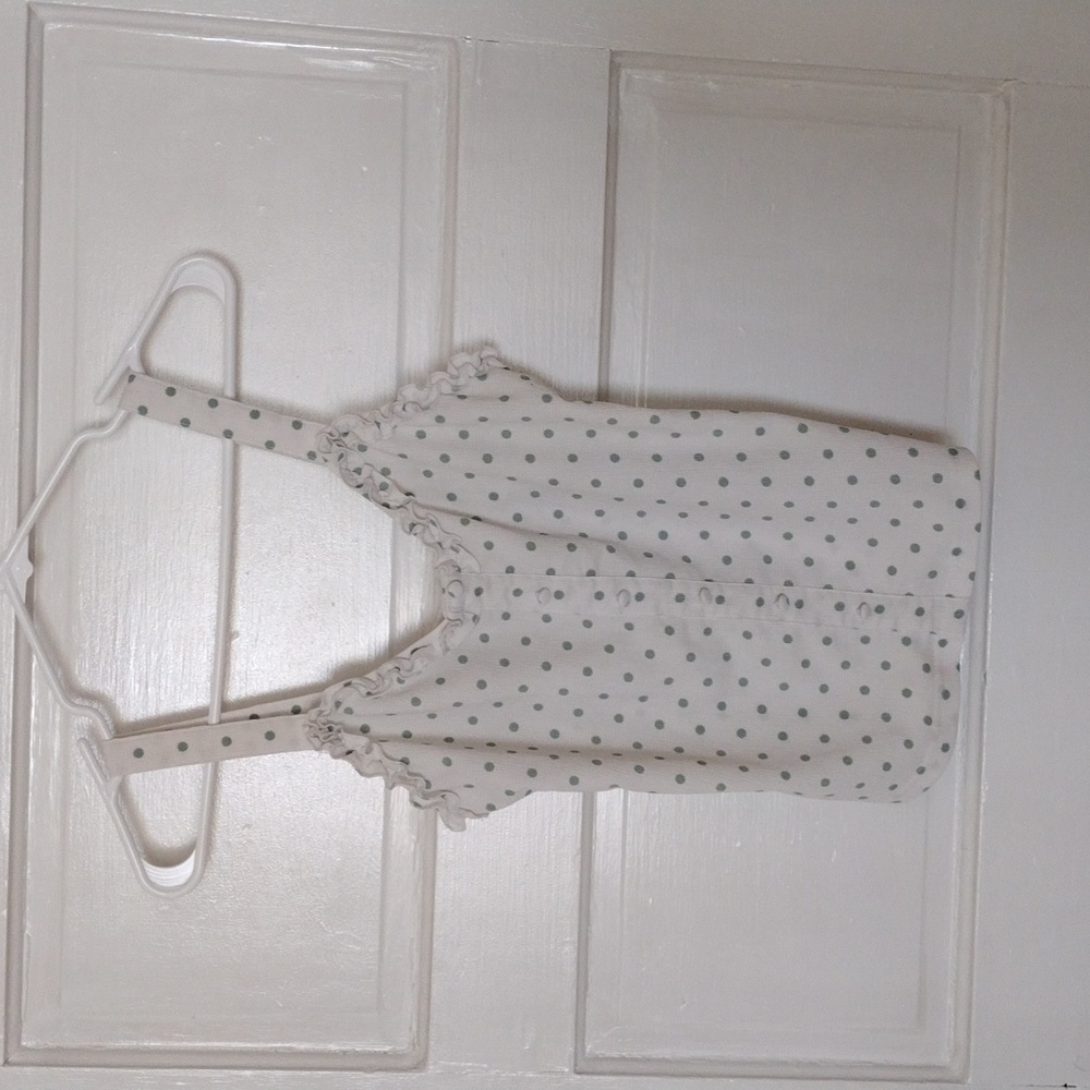 E & M Juniors top Size S White with Green Dots